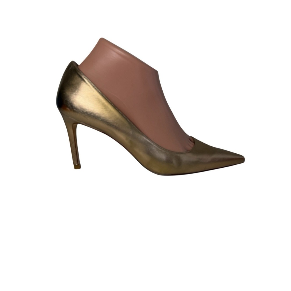 Stuart Weitzman Pumps Curvia Leather Gold Pointy Toe Women's‎ No Size Fits 7